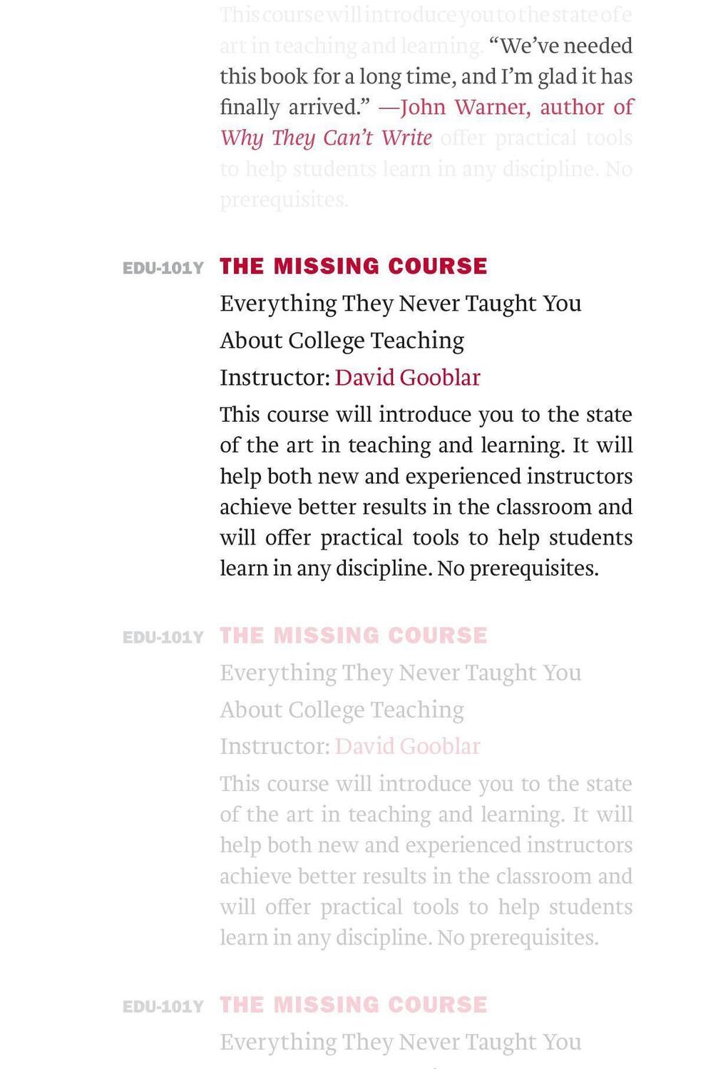 Cover: 9780674260382 | The Missing Course | David Gooblar | Taschenbuch | Englisch | 2021