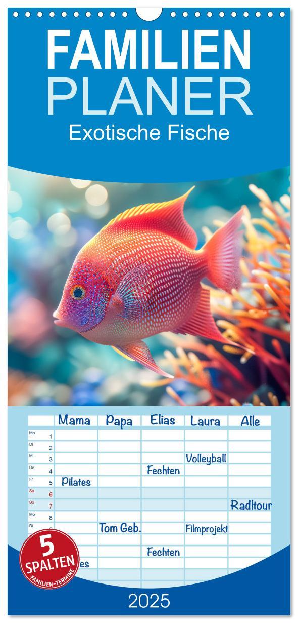 Cover: 9783457191538 | Familienplaner 2025 - Exotische Fische mit 5 Spalten (Wandkalender,...