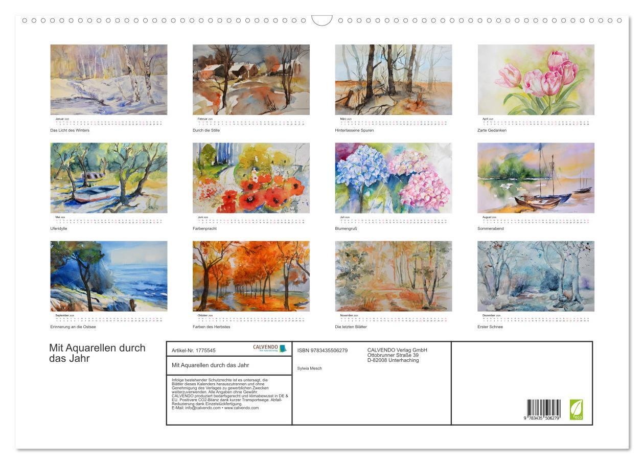 Bild: 9783435506279 | Mit Aquarellen durch das Jahr (Wandkalender 2025 DIN A2 quer),...