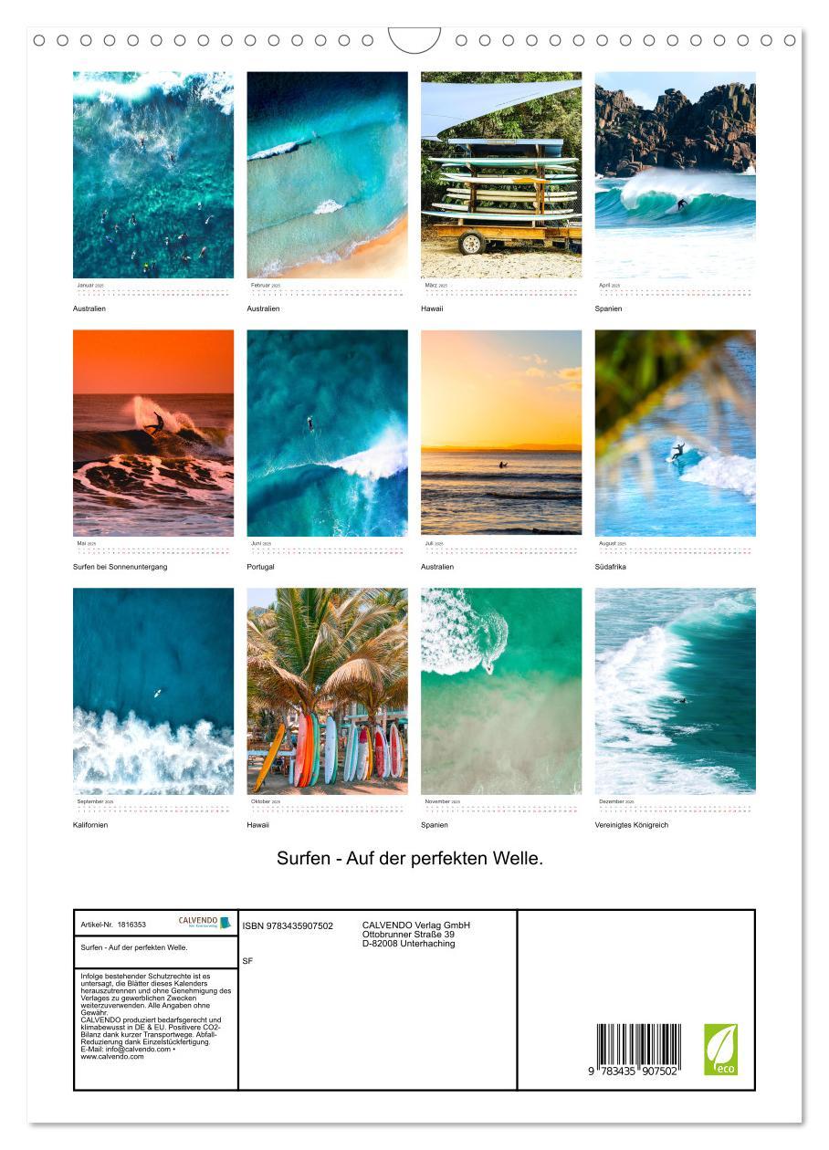 Bild: 9783435907502 | Surfen - Auf der perfekten Welle. (Wandkalender 2025 DIN A3 hoch),...