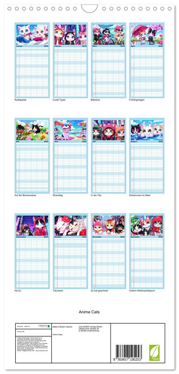 Bild: 9783457195253 | Familienplaner 2025 - Anime Cats mit 5 Spalten (Wandkalender, 21 x...