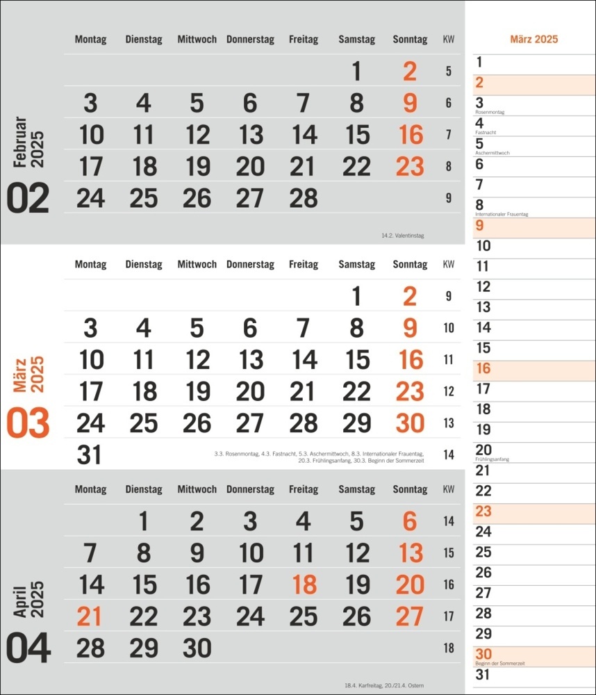 Bild: 9783756406807 | 3-Monatsplaner, orange 2025 | Kalender | Spiralbindung | 12 S. | 2025