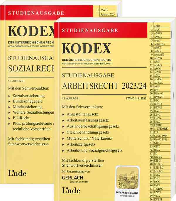 Cover: 9783707348804 | KODEX-Paket Studienausgabe Arbeits- und Sozialrecht 2023/24 | Doralt