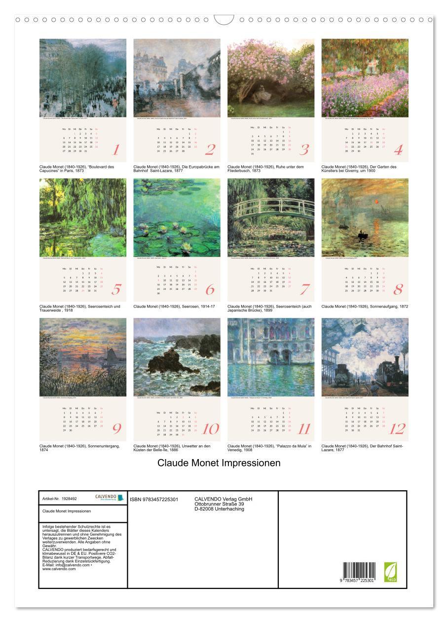 Bild: 9783457225301 | Claude Monet Impressionen (Wandkalender 2025 DIN A2 hoch), CALVENDO...