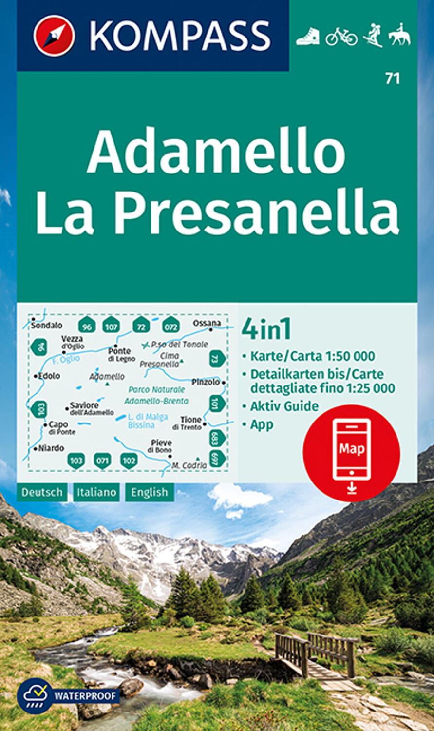 Cover: 9783991211129 | KOMPASS Wanderkarte 71 Adamello, La Presanella 1:50.000 | GmbH | 1 S.