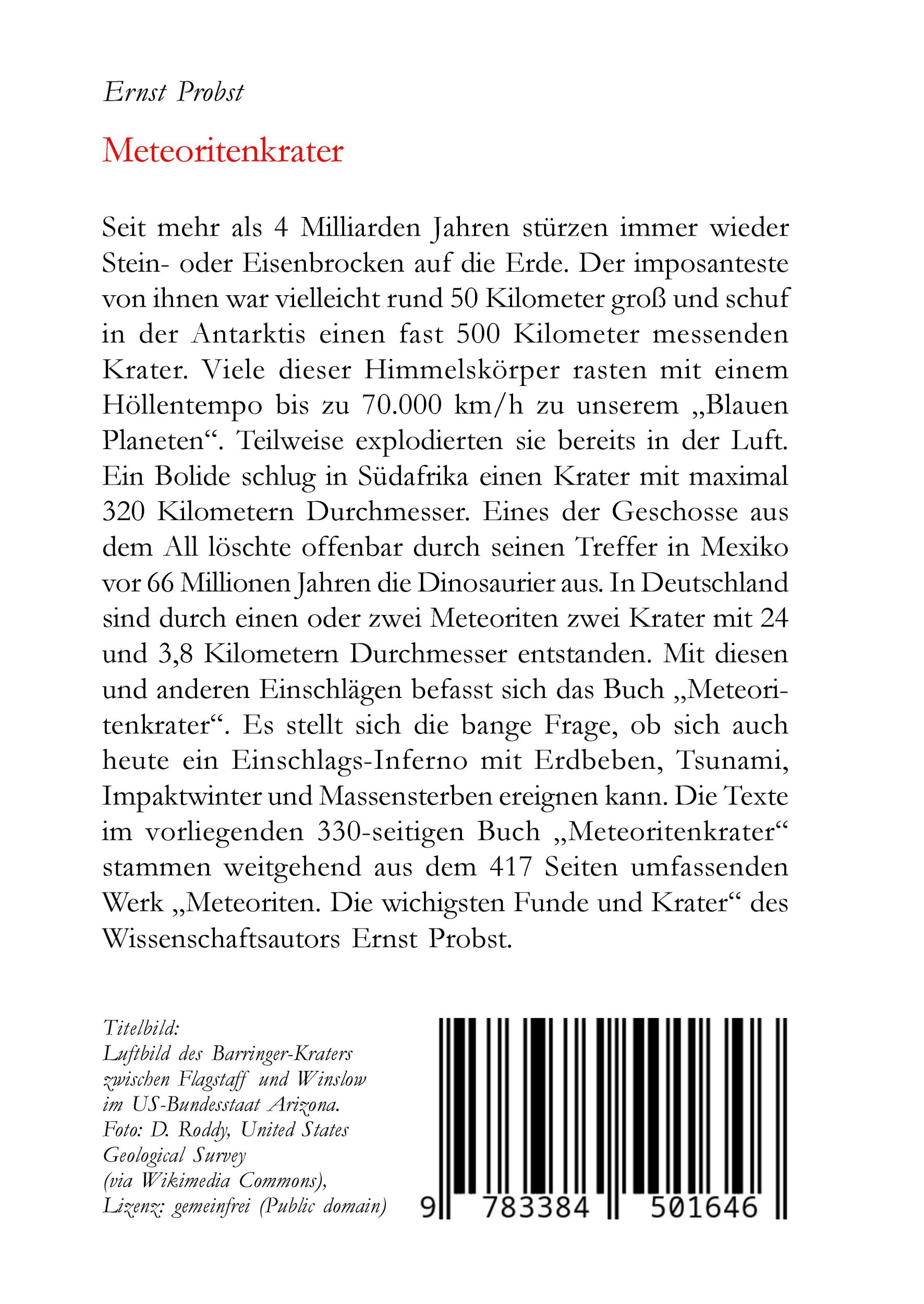 Rückseite: 9783384501646 | Meteoritenkrater | Sternwunden auf der Erde | Ernst Probst | Buch