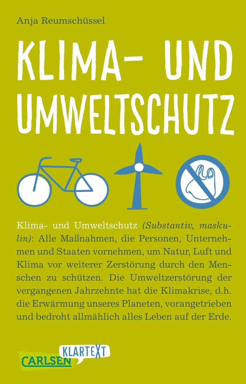 Cover: 9783551318954 | Carlsen Klartext: Klima- und Umweltschutz | Anja Reumschüssel | Buch
