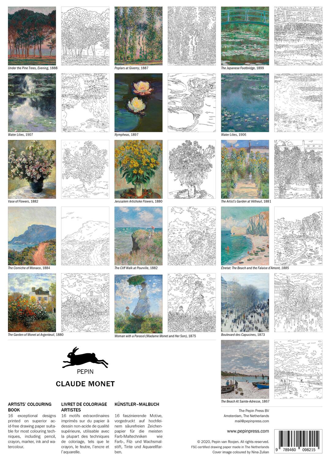 Bild: 9789460098215 | Claude Monet | Artists' Colouring Book | Pepin Van Roojen | Buch