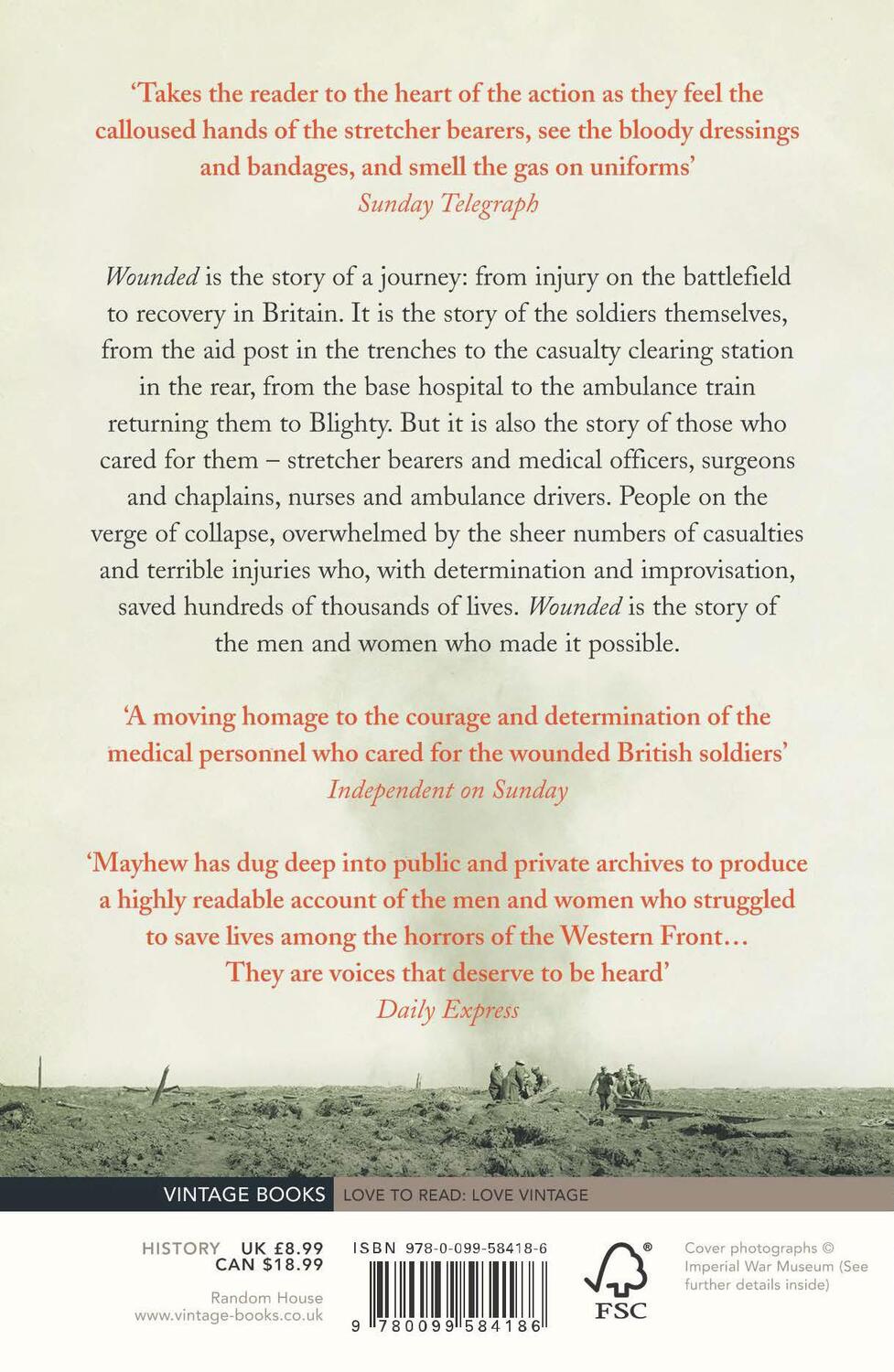 Rückseite: 9780099584186 | Wounded | The Long Journey Home From the Great War | Emily Mayhew