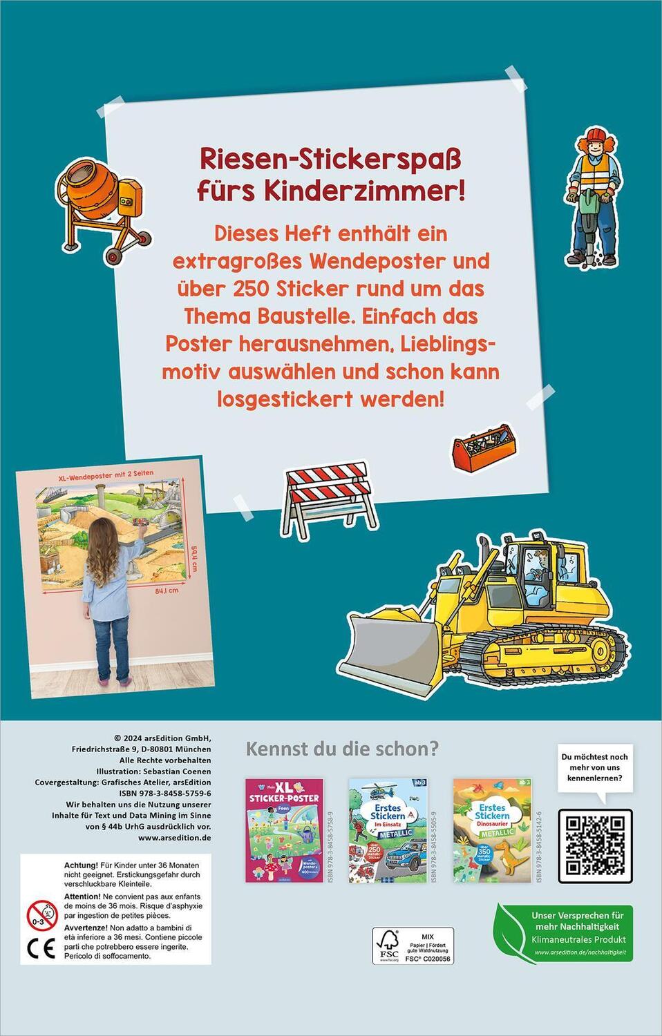 Rückseite: 9783845857596 | XL Sticker-Poster: Mein XL Sticker-Poster Baustelle | Taschenbuch