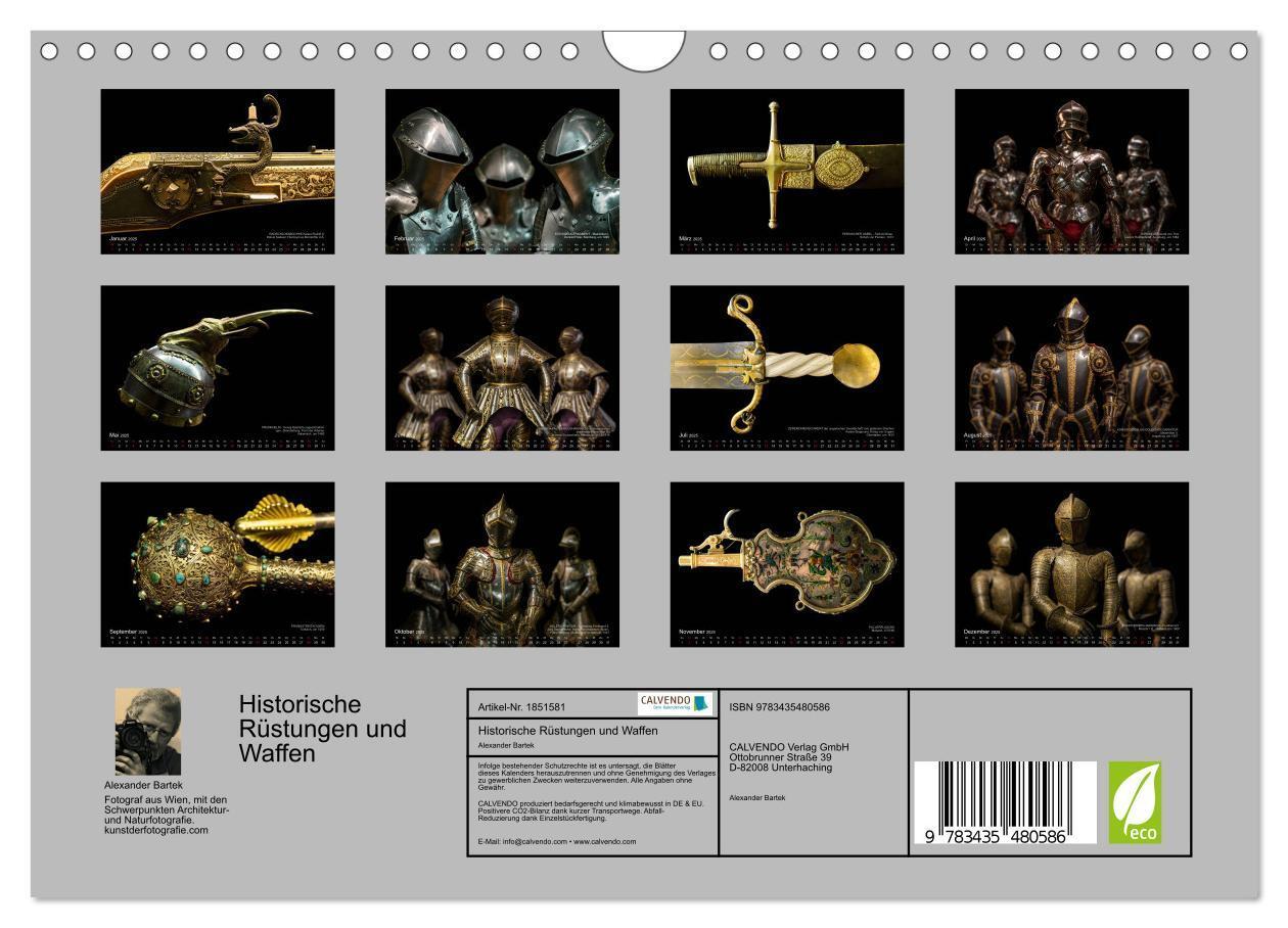 Bild: 9783435480586 | Historische Rüstungen und Waffen (Wandkalender 2025 DIN A4 quer),...