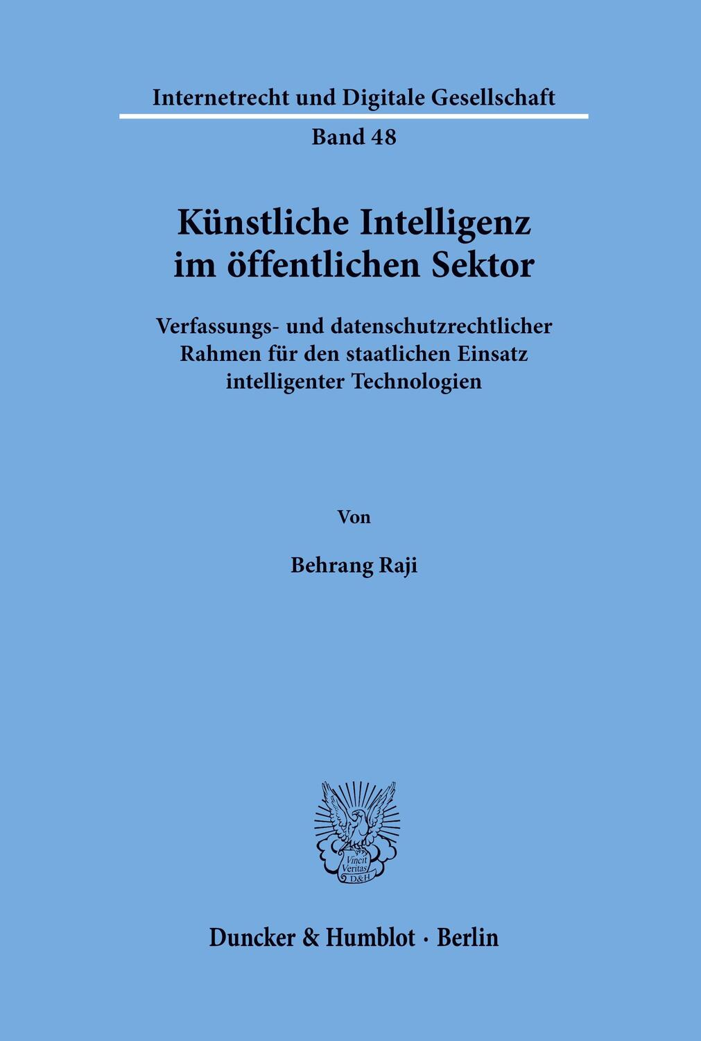 Cover: 9783428188383 | Künstliche Intelligenz im öffentlichen Sektor. | Behrang Raji | Buch