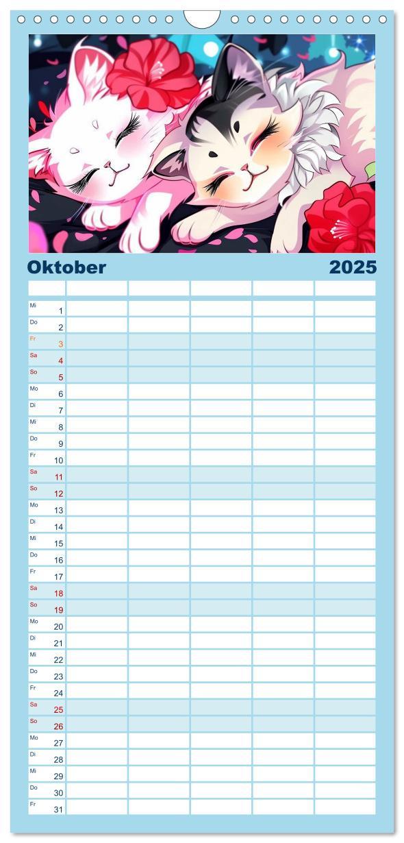 Bild: 9783457195253 | Familienplaner 2025 - Anime Cats mit 5 Spalten (Wandkalender, 21 x...