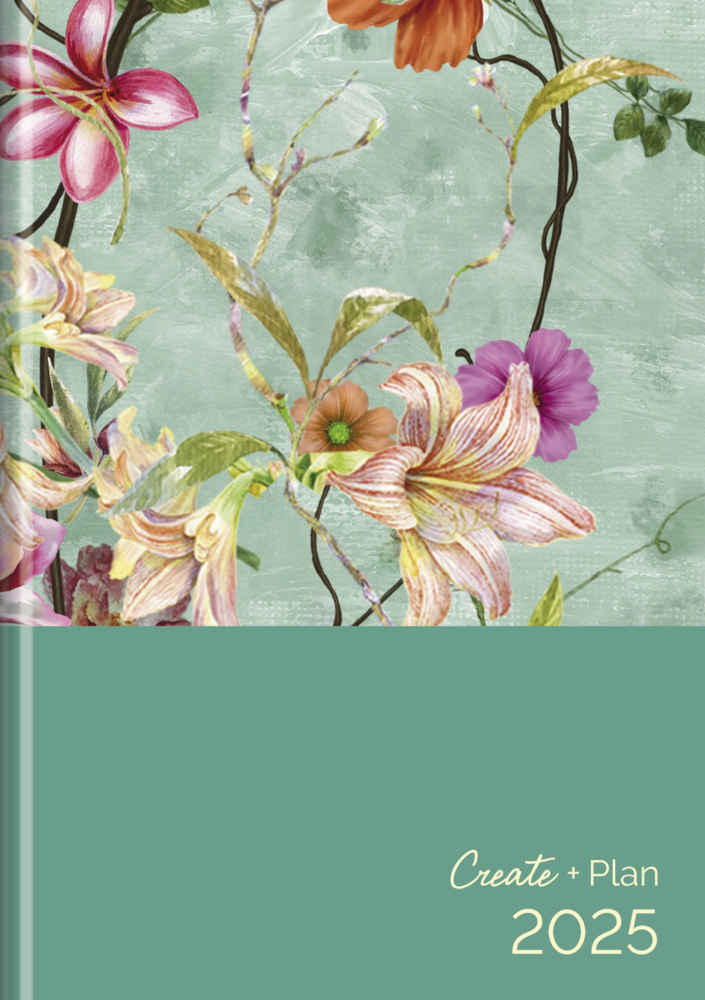 Cover: 9783731881384 | Buchkalender Create &amp; Plan Floral 2025 | Korsch Verlag | Kalender