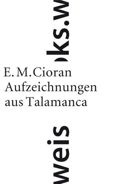 Cover: 9783940888242 | Aufzeichnungen aus Talamanca | (print) | E M Cioran | Buch | 62 S.