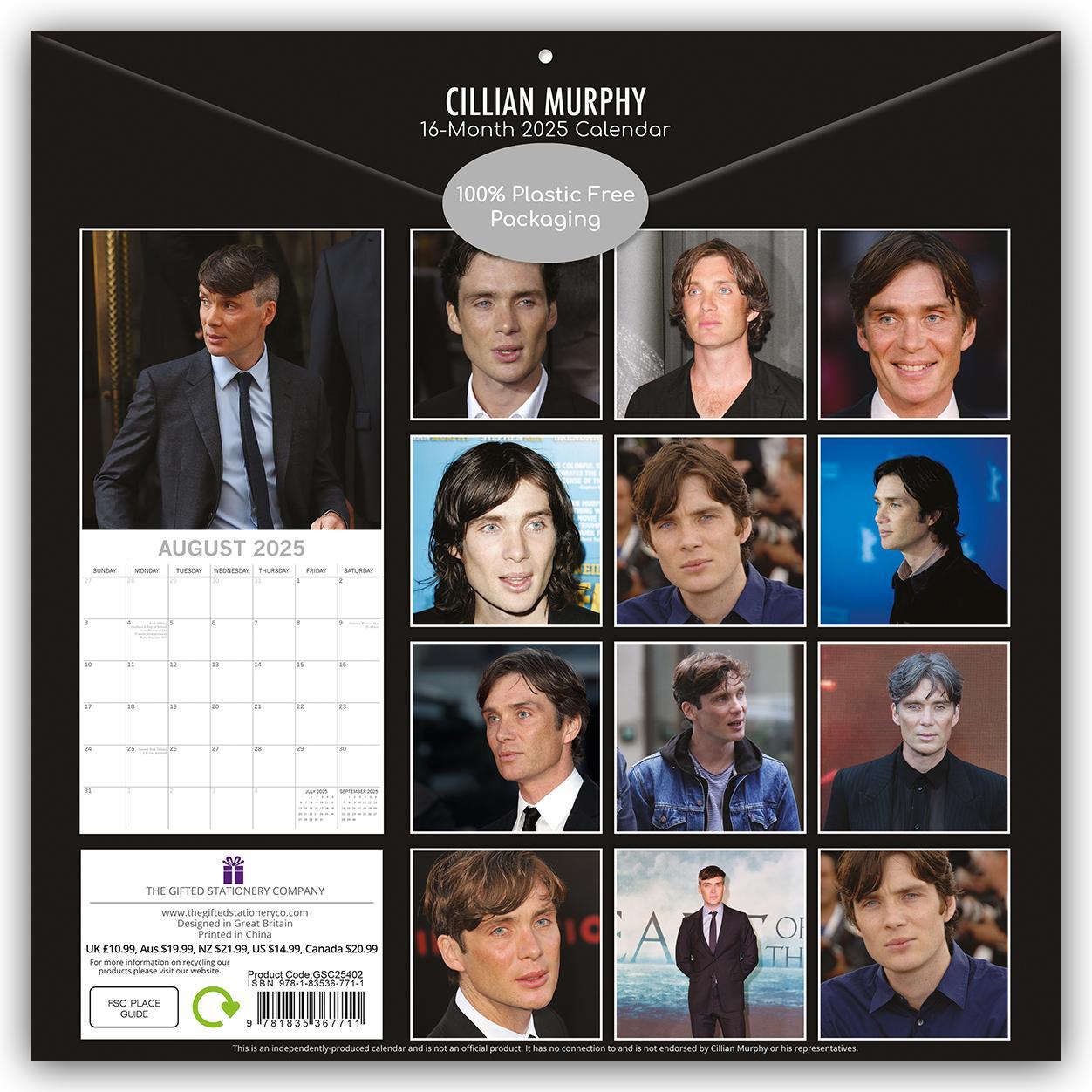 Rückseite: 9781835367711 | Cillian Murphy 2025 - 16-Monatskalender | The Gifted | Kalender | 2025