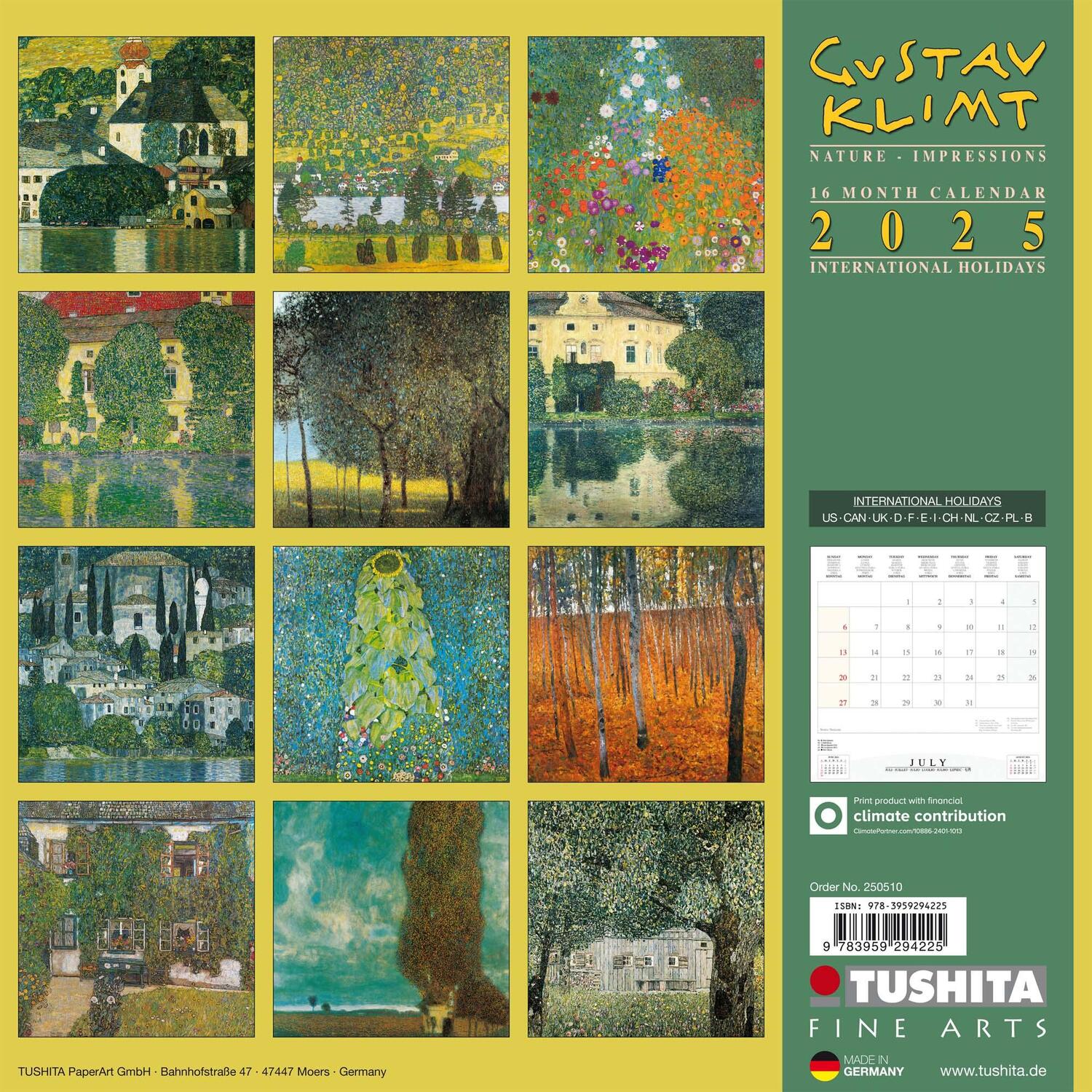 Rückseite: 9783959294225 | Gustav Klimt - Nature 2025 | Kalender 2025 | Kalender | 28 S. | 2025