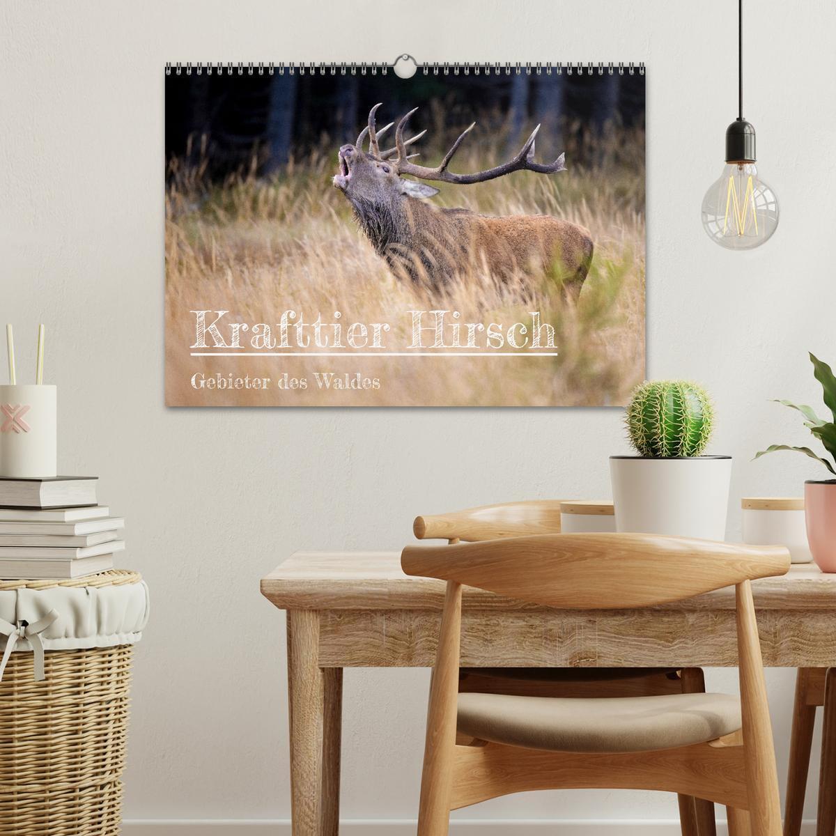 Bild: 9783435003877 | Krafttier Hirsch (Wandkalender 2025 DIN A3 quer), CALVENDO...