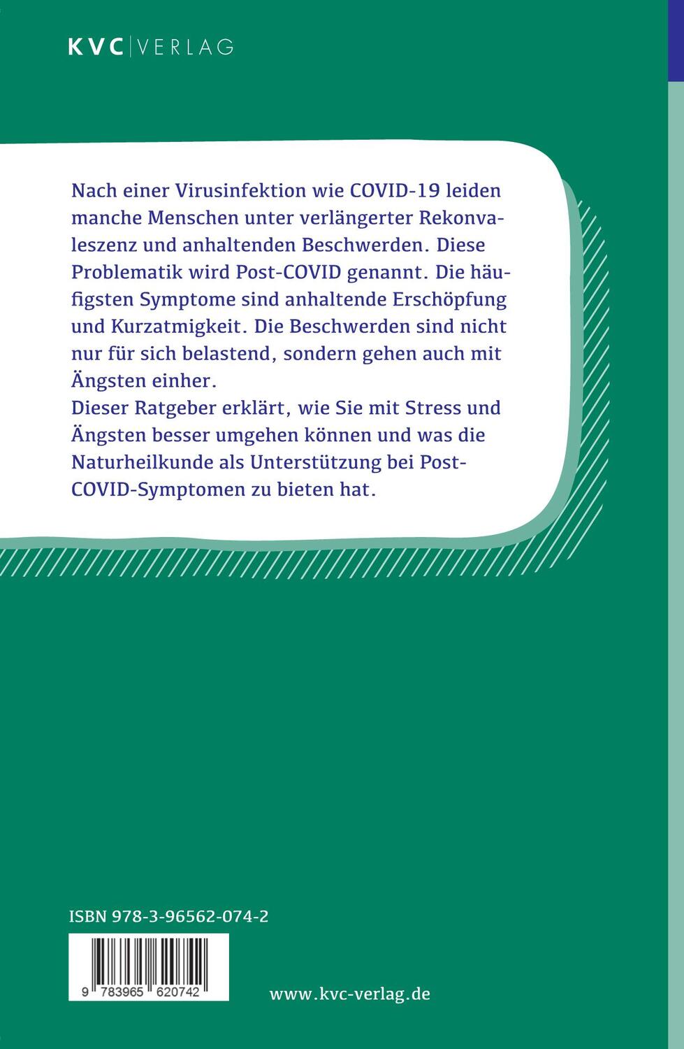 Rückseite: 9783965620742 | Post-COVID | Selbsthilfe bei postviralen Beschwerden | Rampp (u. a.)