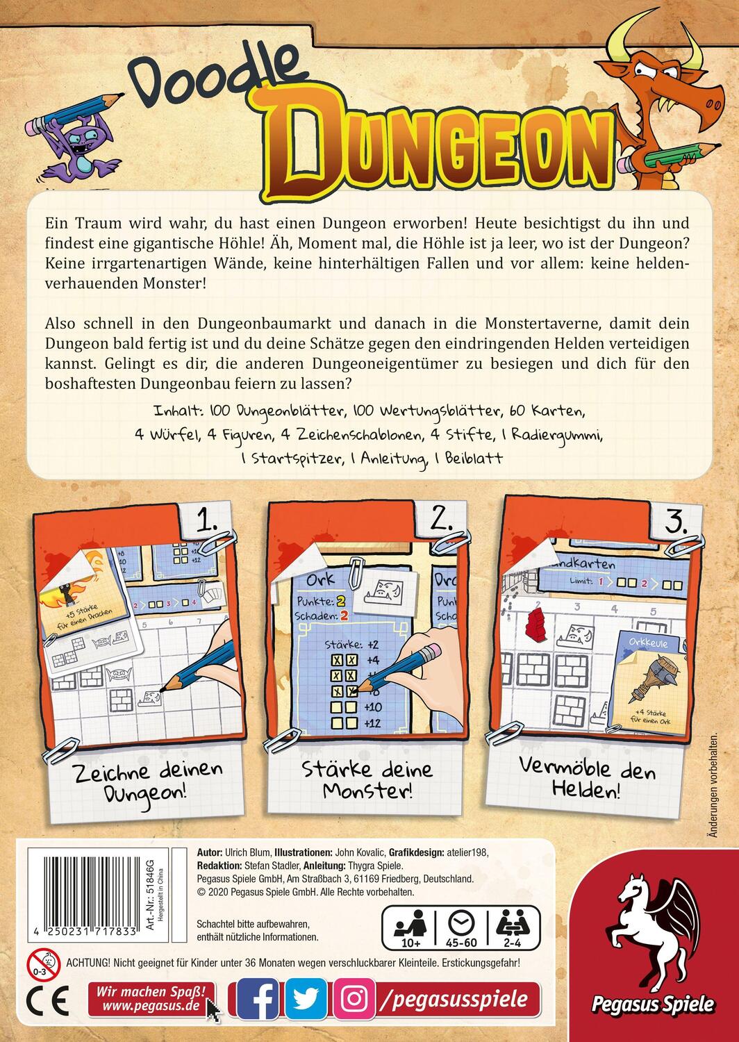 Bild: 4250231717833 | Doodle Dungeon (deutsche Ausgabe) | Spiel | Deutsch | 2020 | Pegasus
