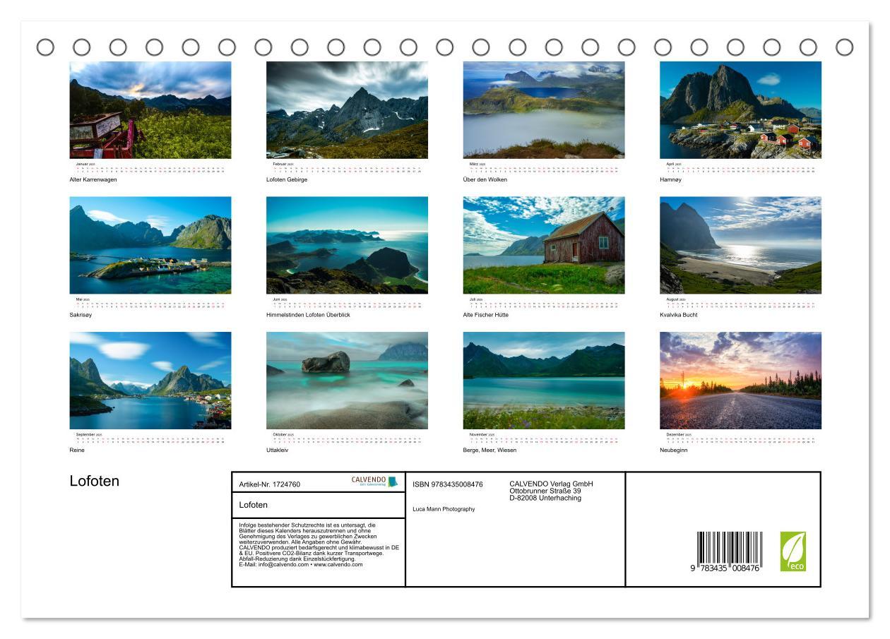 Bild: 9783435008476 | Lofoten (Tischkalender 2025 DIN A5 quer), CALVENDO Monatskalender