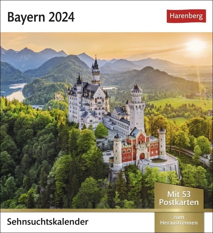 Cover: 9783840031557 | Bayern Sehnsuchtskalender 2024. Eine Rundreise durch bayrische...