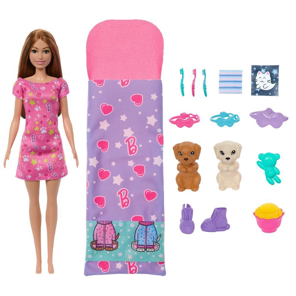 Bild: 194735234592 | Barbie Puppe und Welpen Pyjama-Party-Spielset | Stück | Blister