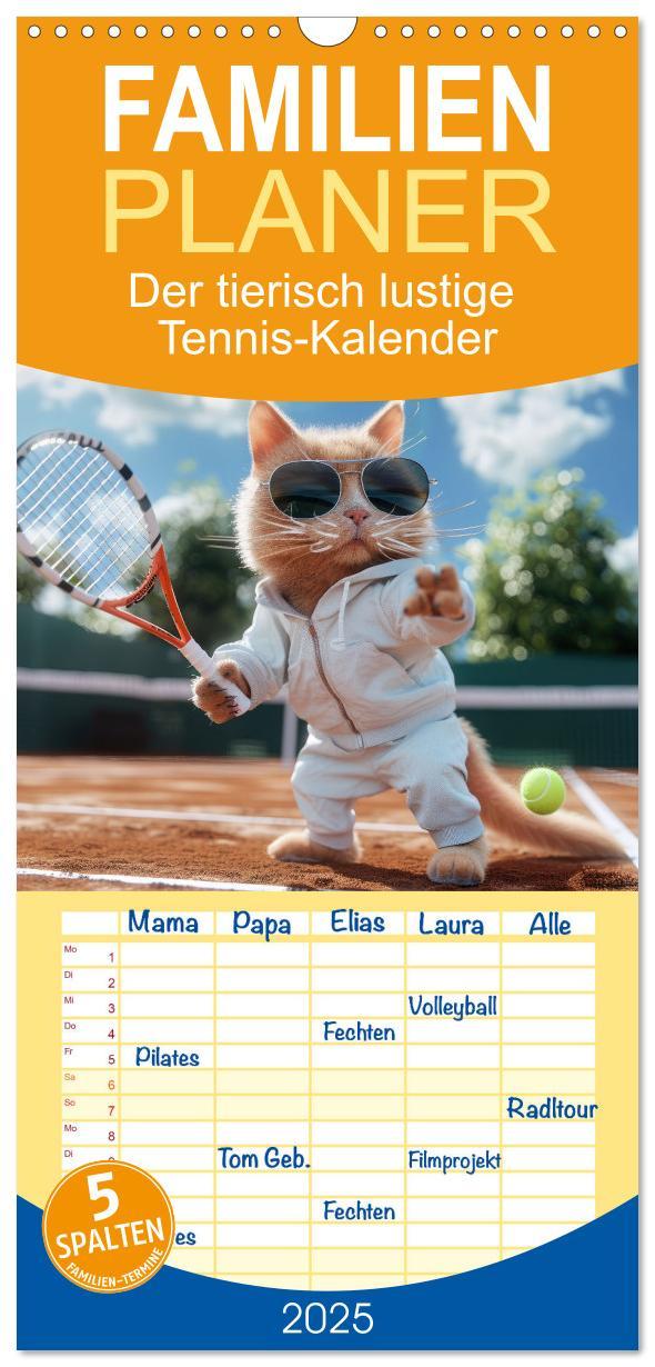 Cover: 9783457191767 | Familienplaner 2025 - Der tierisch lustige Tennis-Kalender mit 5...