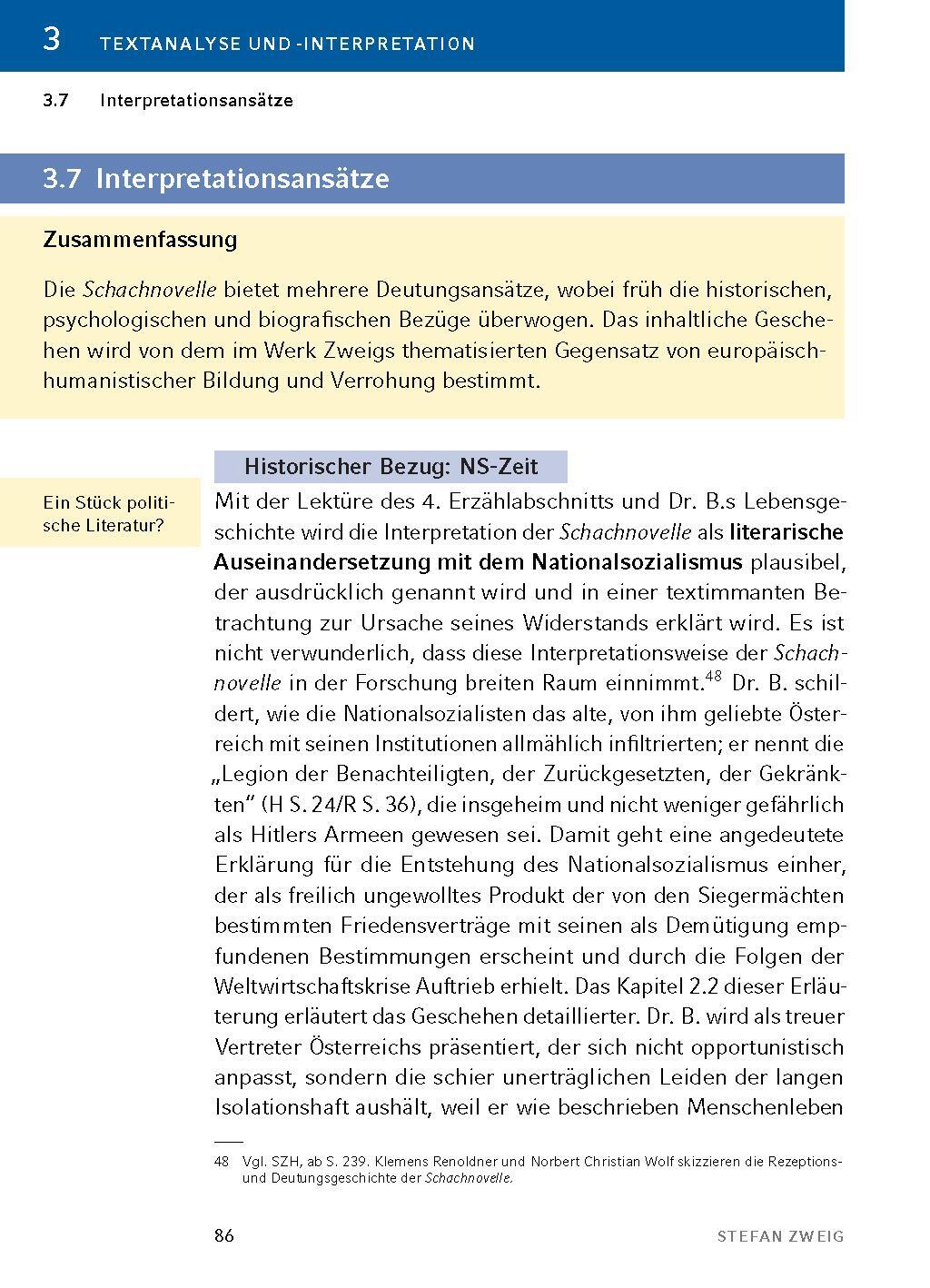 Bild: 9783804420977 | Schachnovelle - Textanalyse und Interpretation | Stefan Zweig | Buch