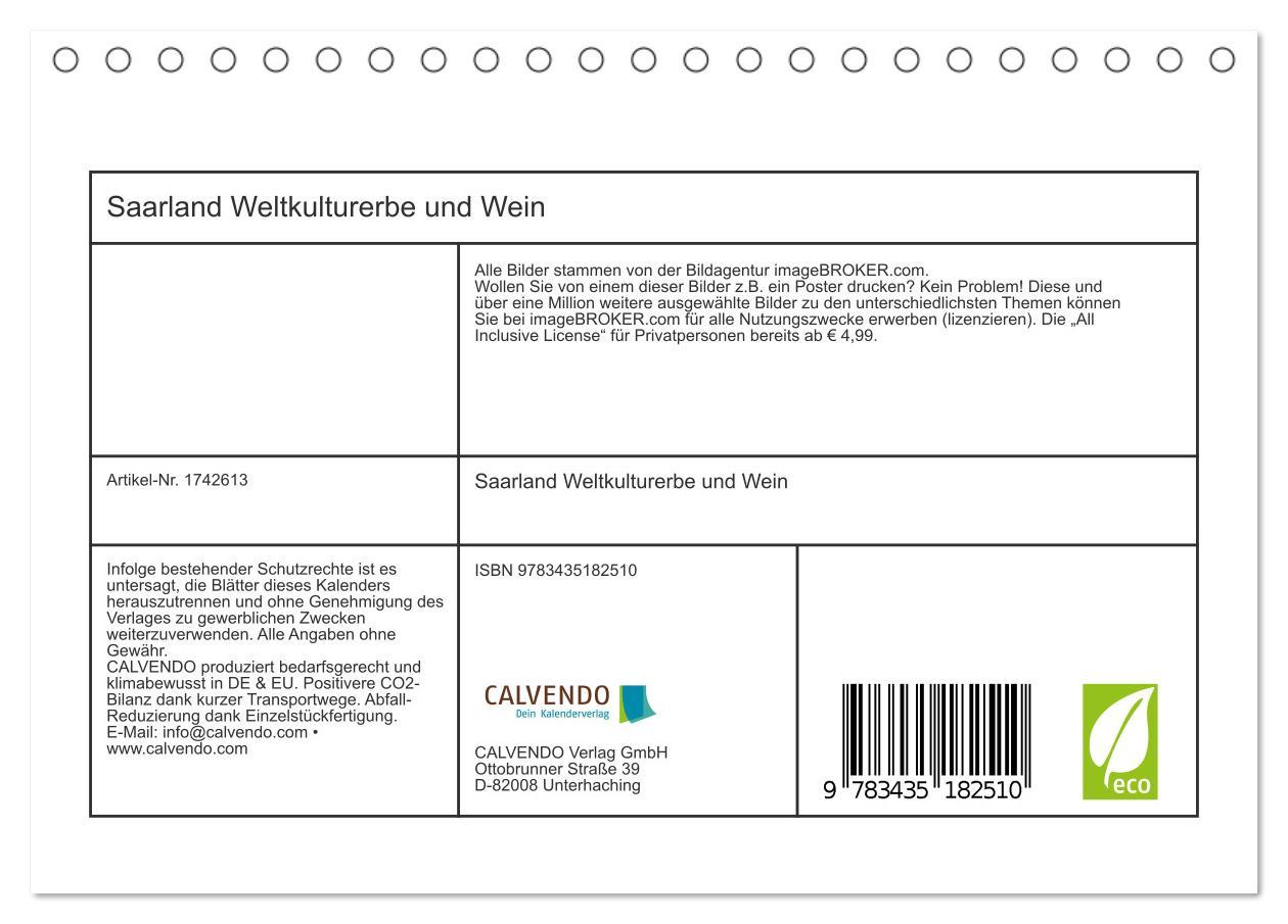 Bild: 9783435182510 | Saarland Weltkulturerbe und Wein (Tischkalender 2025 DIN A5 quer),...