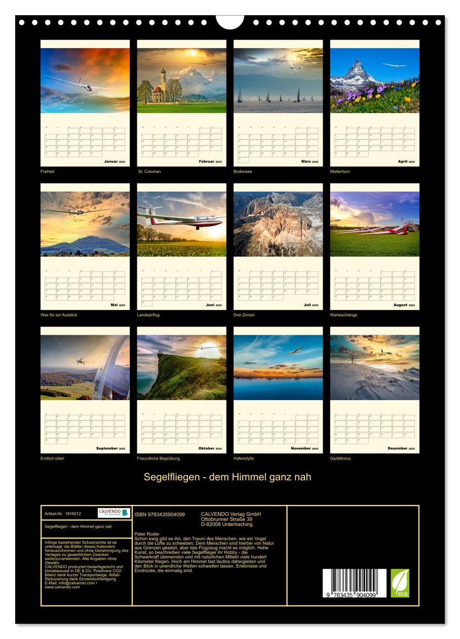 Bild: 9783435904099 | Segelfliegen - dem Himmel ganz nah (Wandkalender 2025 DIN A3 hoch),...