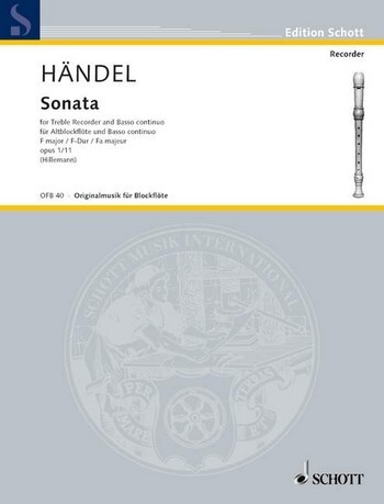 Cover: 9790001099288 | Sonata in F major | Georg Friedrich Händel | Buch | Schott Music