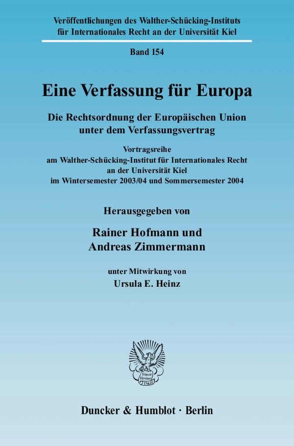 Cover: 9783428119523 | Eine Verfassung für Europa. | Rainer Hofmann (u. a.) | Taschenbuch