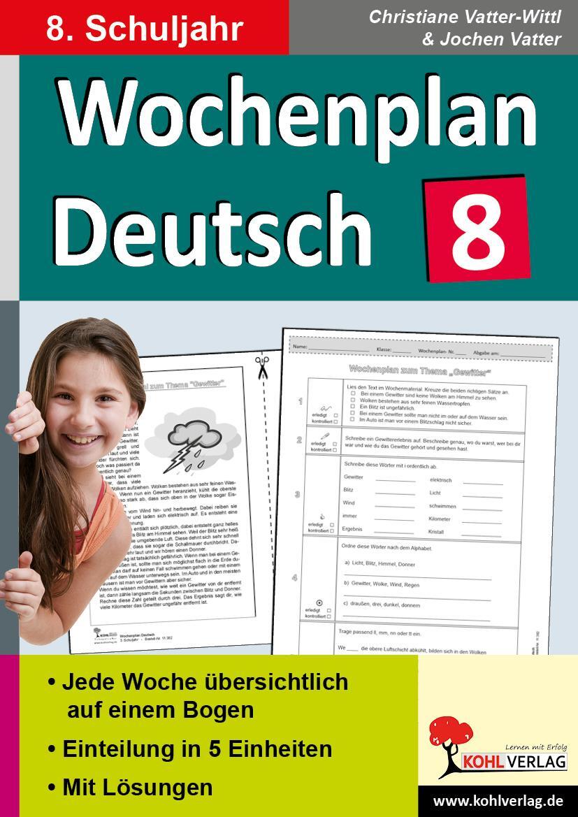 Cover: 9783960400165 | Wochenplan Deutsch / Klasse 8 | Taschenbuch | Wochenplan | Deutsch
