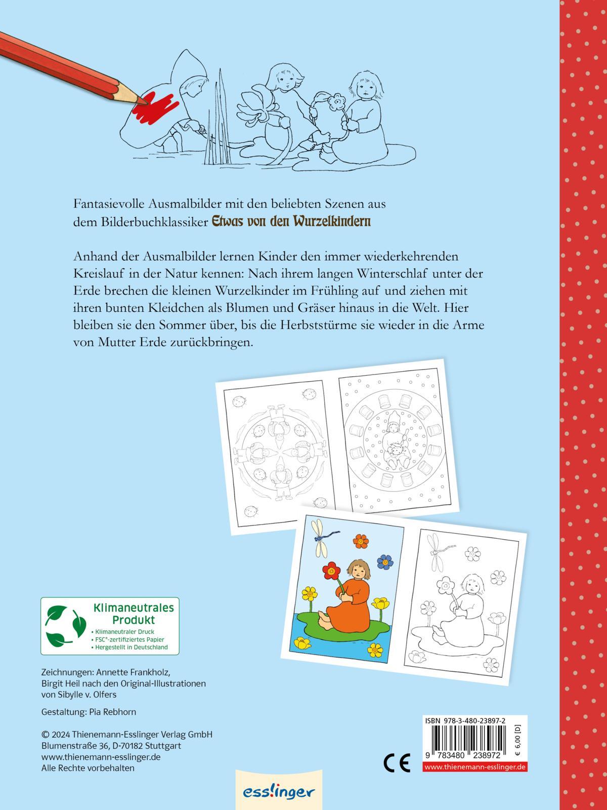 Rückseite: 9783480238972 | Etwas von den Wurzelkindern: Jahreszeiten-Malbuch | Sibylle von Olfers