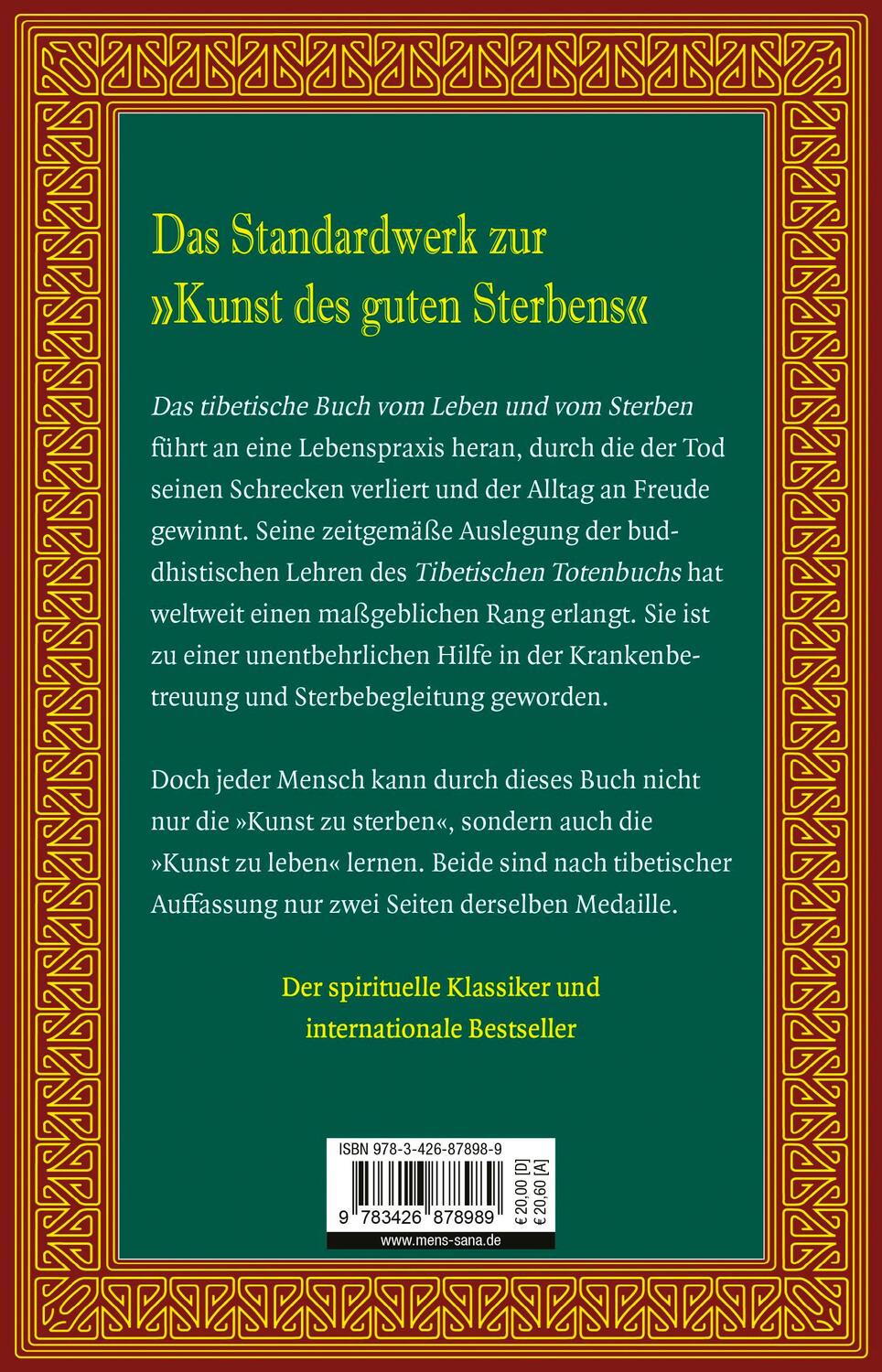 Rückseite: 9783426878989 | Das tibetische Buch vom Leben und vom Sterben | Sogyal Rinpoche | Buch