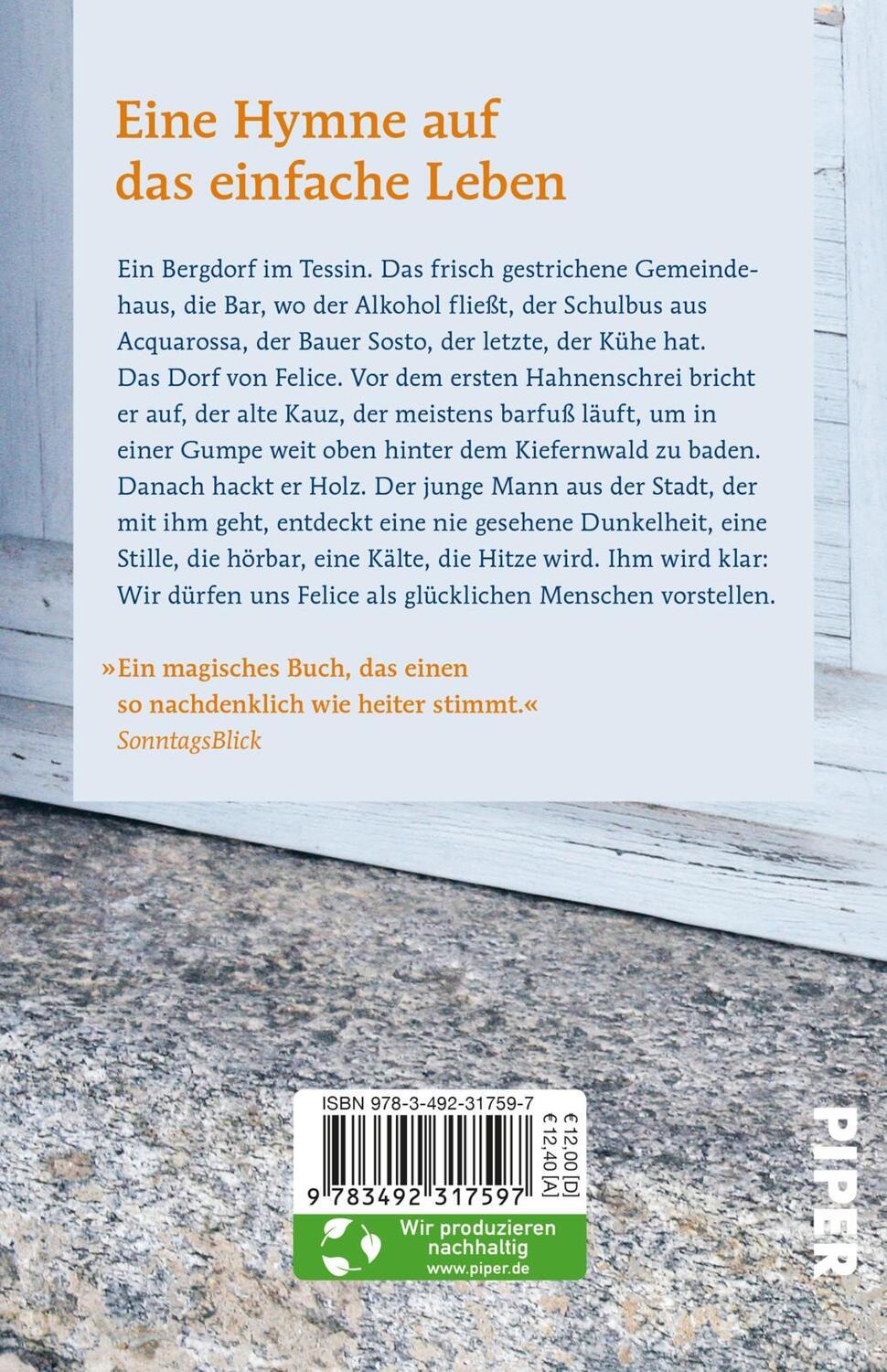 Rückseite: 9783492317597 | Tage mit Felice | Fabio Andina | Taschenbuch | 240 S. | Deutsch | 2022