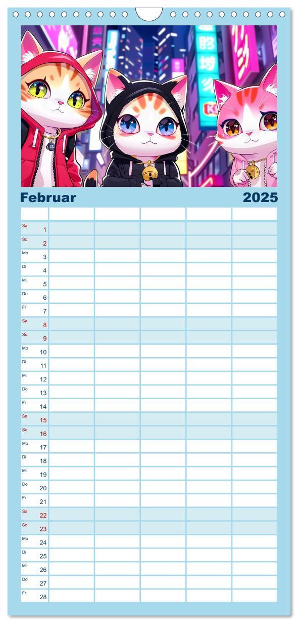 Bild: 9783457195253 | Familienplaner 2025 - Anime Cats mit 5 Spalten (Wandkalender, 21 x...