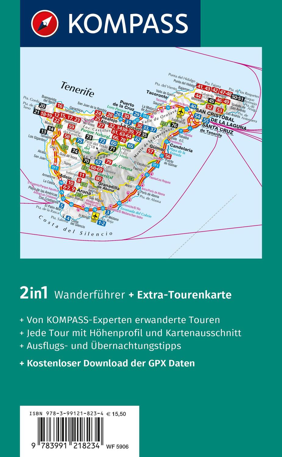 Rückseite: 9783991218234 | KOMPASS Wanderführer Teneriffa, 80 Touren | Manfred Föger | Buch