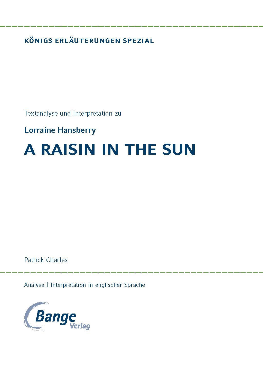 Bild: 9783804431409 | A Raisin in the Sun von Lorraine Hansberry | Lorraine Hansberry | Buch