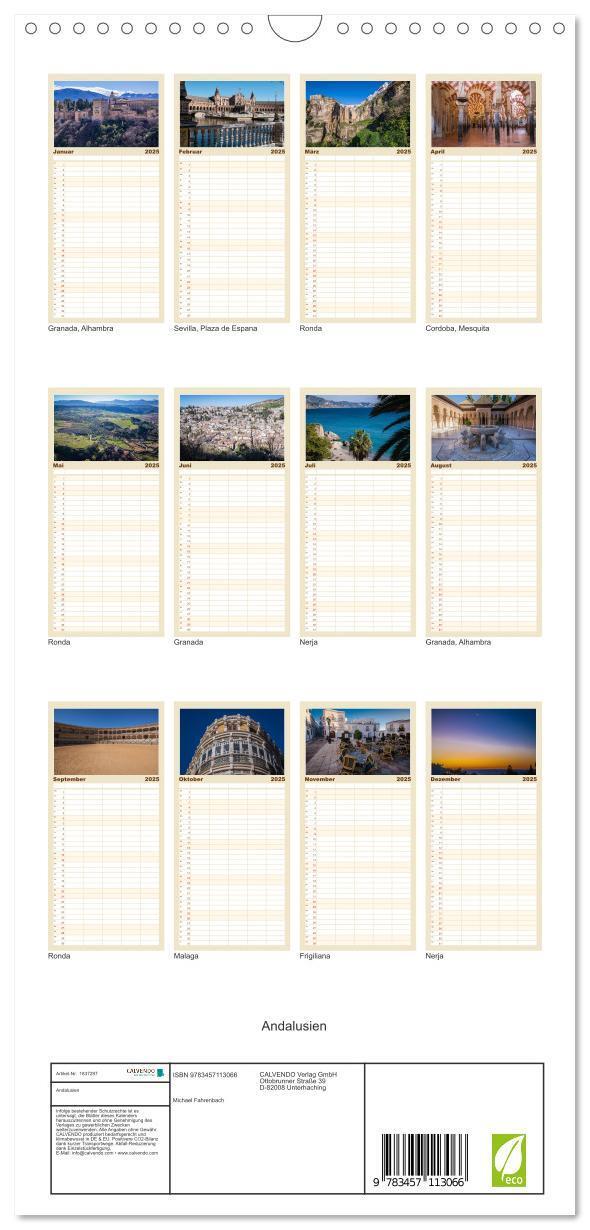 Bild: 9783457113066 | Familienplaner 2025 - Andalusien mit 5 Spalten (Wandkalender, 21 x...