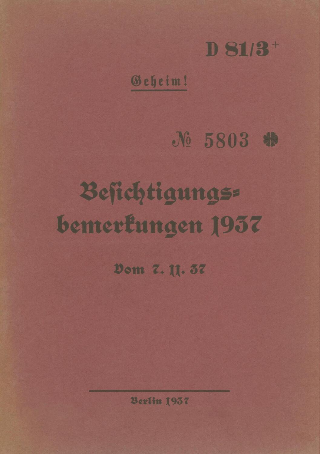 Cover: 9783750452893 | D 81/3+ Besichtigungsbemerkungen 1937 - Geheim | Thomas Heise | Buch