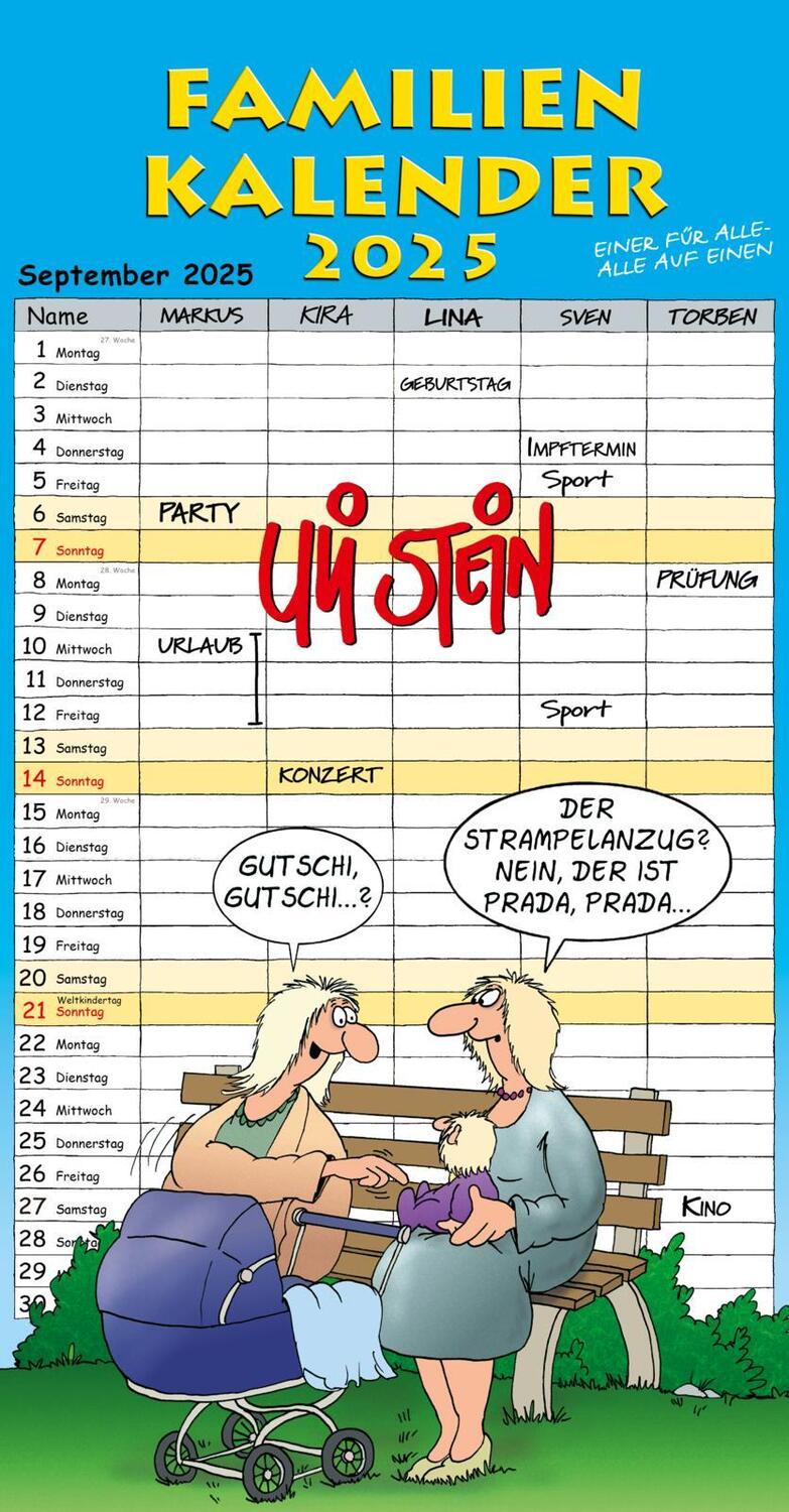 Cover: 9783830321576 | Uli Stein Familienkalender 2025: Familienplaner mit 5 Spalten | Stein