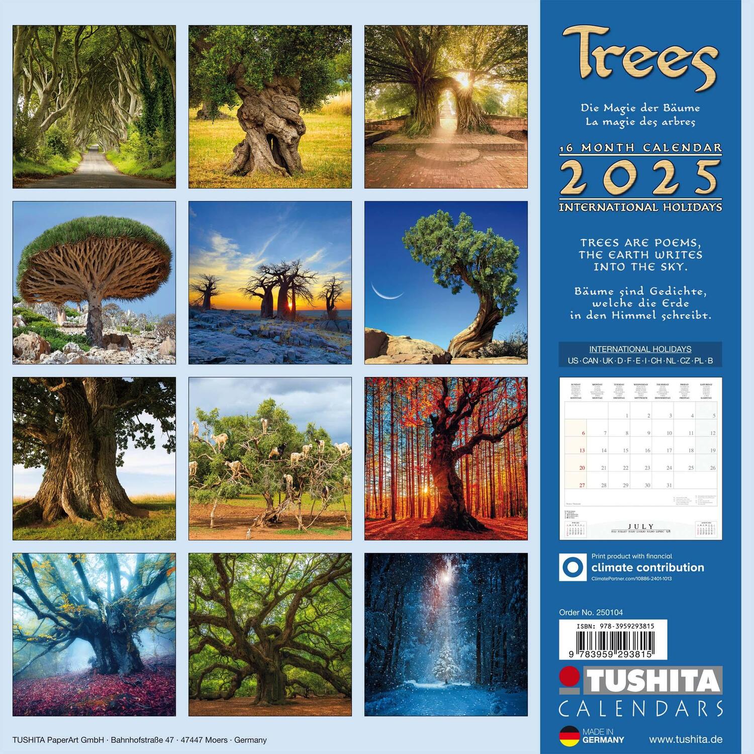 Rückseite: 9783959293815 | Trees 2025 | Kalender 2025 | Kalender | Mindful editions | 28 S.