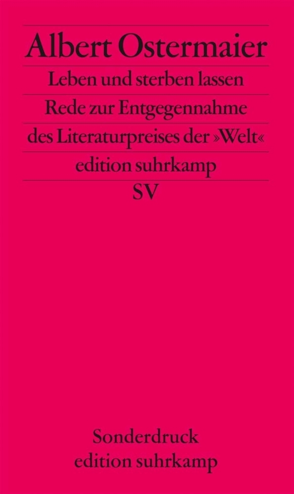 Cover: 9783518062548 | Leben und sterben lassen, Sonderdruck | Albert Ostermaier | Buch