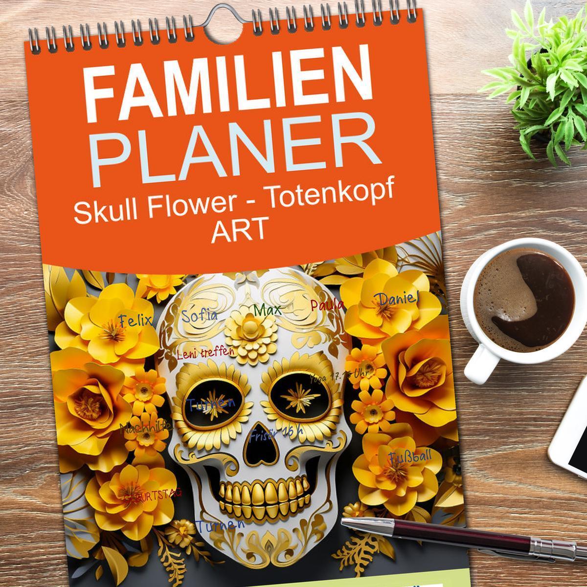 Bild: 9783457092095 | Familienplaner 2025 - Skull Flower - Totenkopf ART mit 5 Spalten...