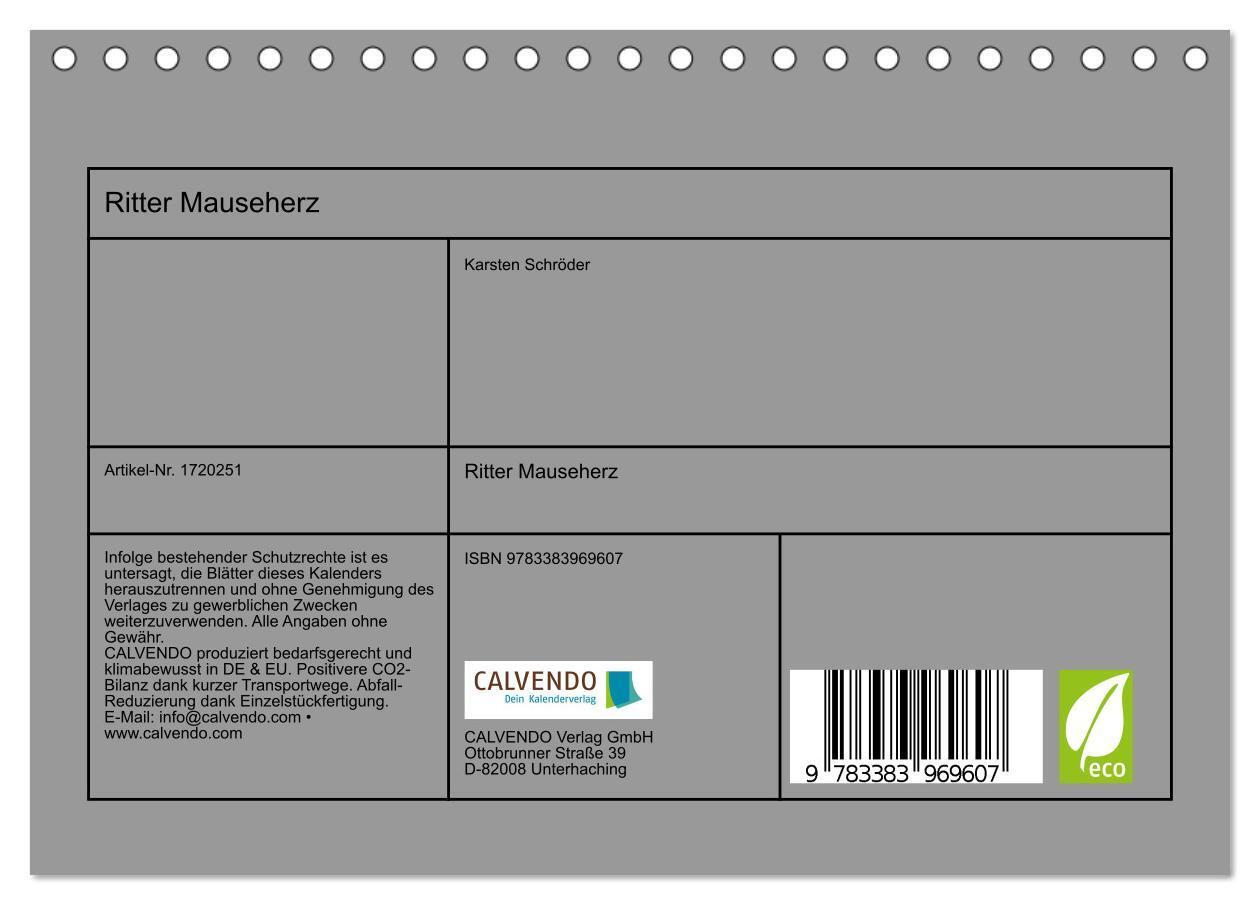 Bild: 9783383969607 | Ritter Mauseherz (Tischkalender 2025 DIN A5 quer), CALVENDO...