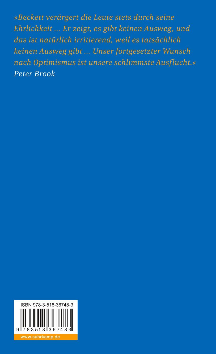 Rückseite: 9783518367483 | Glückliche Tage. Happy Days. Oh les beaux jours. | Samuel Beckett