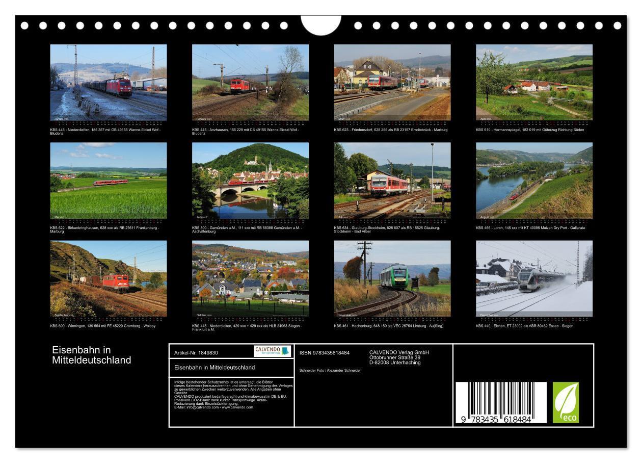 Bild: 9783435618484 | Eisenbahn in Mitteldeutschland (Wandkalender 2025 DIN A4 quer),...