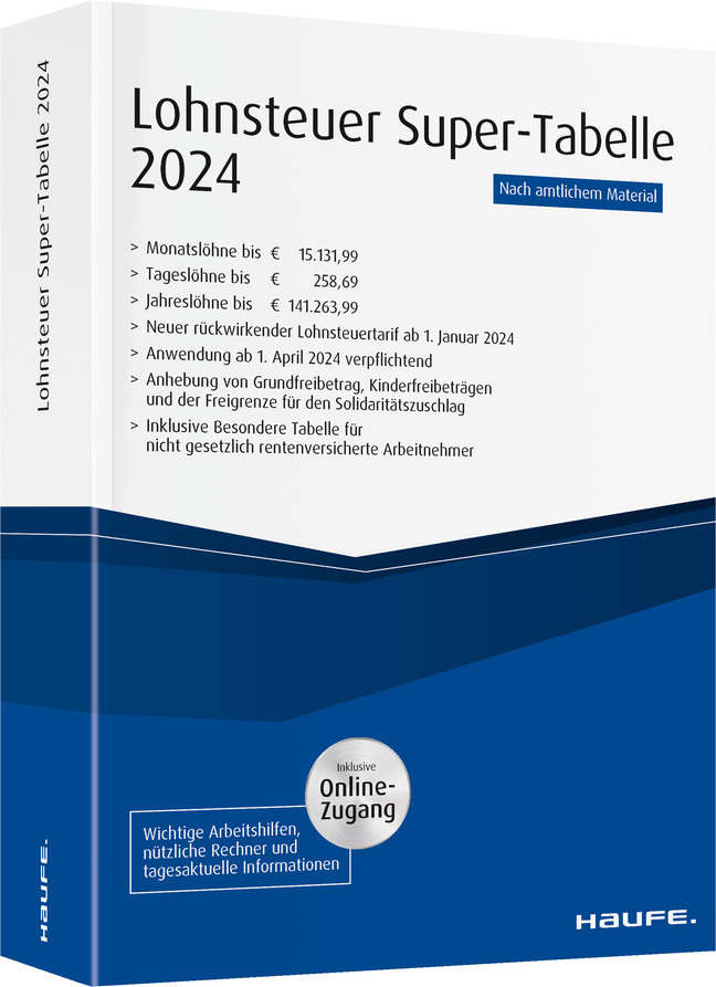 Cover: 9783648174791 | Lohnsteuer-Supertabelle 2024 inkl. Onlinezugang | Buch | Tabellen